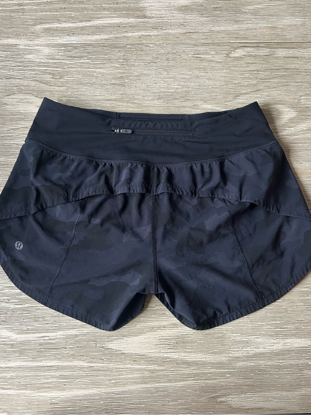 lululemon athletica Black Camo Layered Running Shorts